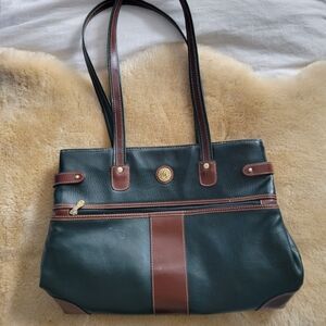 Vintage Chenson | Green/Brown Faux Leather Tote Bag